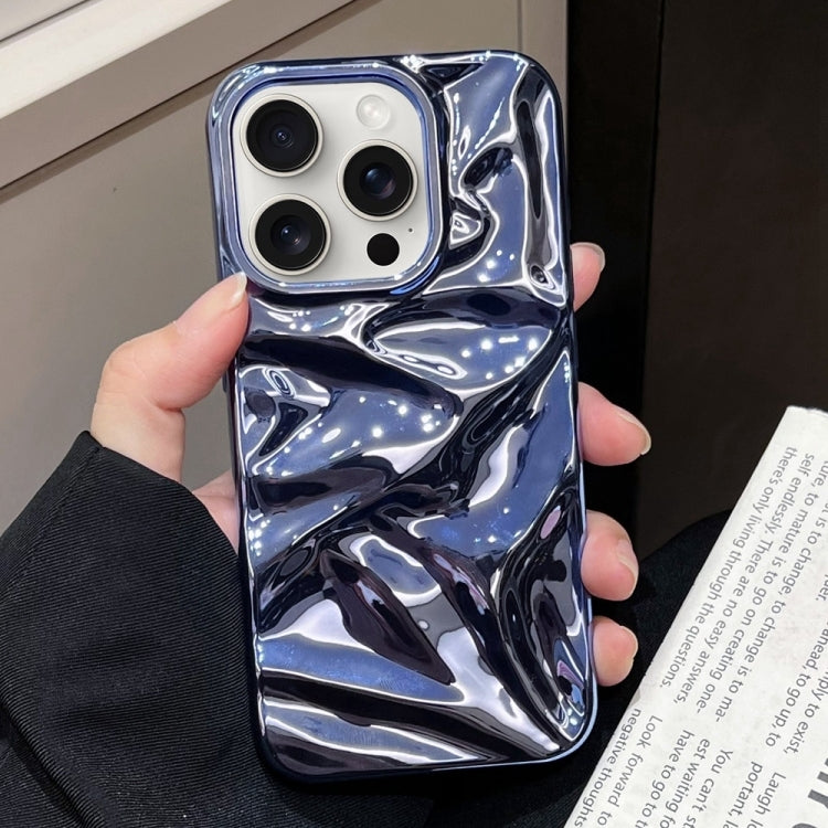 For iPhone 16 Pro Water Ripple Electroplating Paint TPU Phone Case(Dark Blue) - iPhone 16 Pro Cases by buy2fix | Online Shopping UK | buy2fix