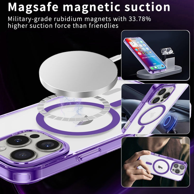 For iPhone 16 Pro Ice Color Magnetic Series Magsafe Magnetic PC Hybrid TPU Phone Case(Purple) - iPhone 16 Pro Cases by buy2fix | Online Shopping UK | buy2fix