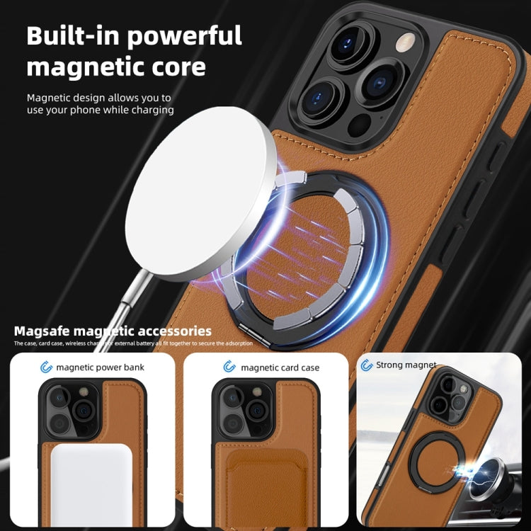 For iPhone 16 Plus Yashi 360 Degree Rotating MagSafe Holder Phone Case(Brown) - iPhone 16 Plus Cases by buy2fix | Online Shopping UK | buy2fix