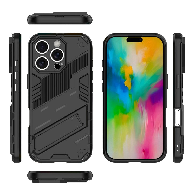 For iPhone 16 Pro Max Punk Armor 2 in 1 PC + TPU Phone Case with Holder(Black) - iPhone 16 Pro Max Cases by buy2fix | Online Shopping UK | buy2fix