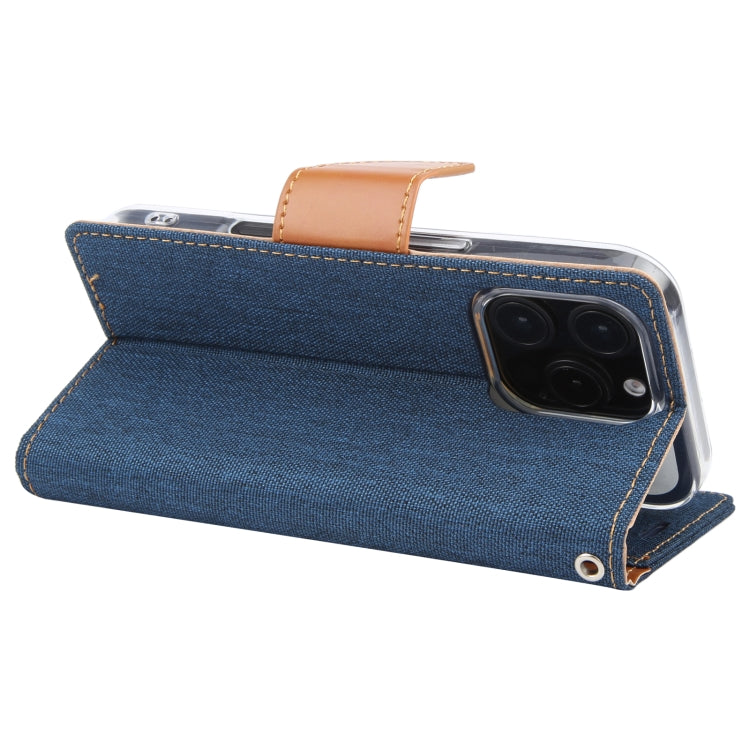 For iPhone 16 Pro GOOSPERY CANVAS DIARY Fabric Texture Flip Leather Phone Case(Navy Blue) - iPhone 16 Pro Cases by GOOSPERY | Online Shopping UK | buy2fix