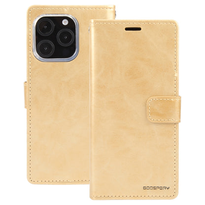 For iPhone 16 Pro GOOSPERY BLUE MOON Crazy Horse Texture Leather Phone Case(Gold) - iPhone 16 Pro Cases by GOOSPERY | Online Shopping UK | buy2fix