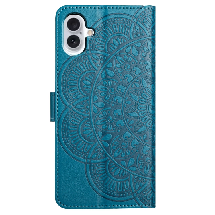 For iPhone 16 Plus Flower Embossed Leather Phone Case(Blue) - iPhone 16 Plus Cases by buy2fix | Online Shopping UK | buy2fix