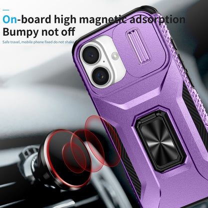 For iPhone 16 Plus Sliding Camshield Holder Phone Case(Purple) - iPhone 16 Plus Cases by buy2fix | Online Shopping UK | buy2fix