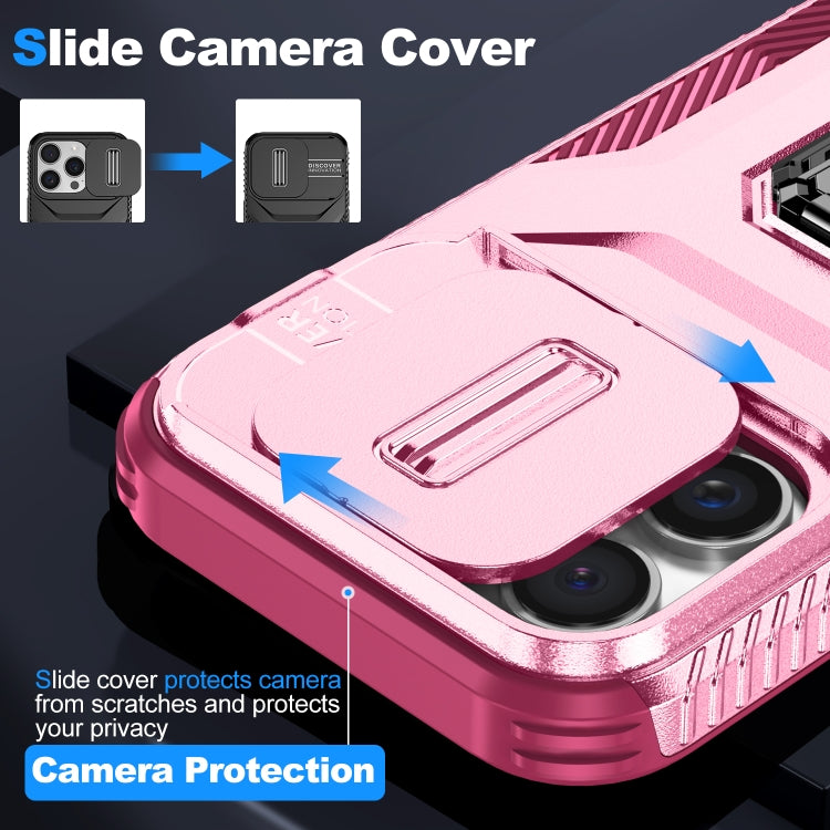 For iPhone 16 Pro Sliding Camshield Holder Phone Case(Pink + Rose Red) - iPhone 16 Pro Cases by buy2fix | Online Shopping UK | buy2fix