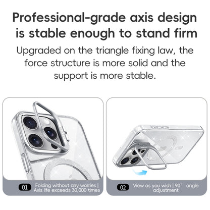 For iPhone 16 Pro Shiny Shield MagSafe Lens Holder Phone Case(Silver) - iPhone 16 Pro Cases by buy2fix | Online Shopping UK | buy2fix