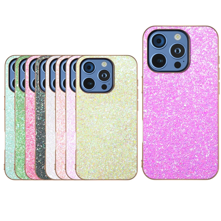 For iPhone 16 Pro Max Electroplating Frame Colorful Glitter Phone Case(Light Green) - iPhone 16 Pro Max Cases by buy2fix | Online Shopping UK | buy2fix