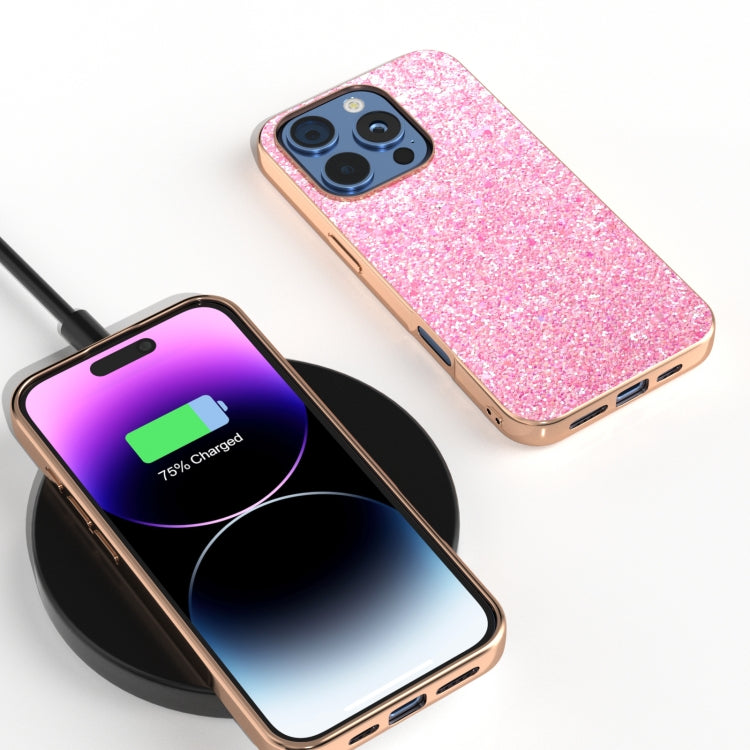 For iPhone 16 Pro Max Electroplating Frame Colorful Glitter Phone Case(Purple Pink) - iPhone 16 Pro Max Cases by buy2fix | Online Shopping UK | buy2fix