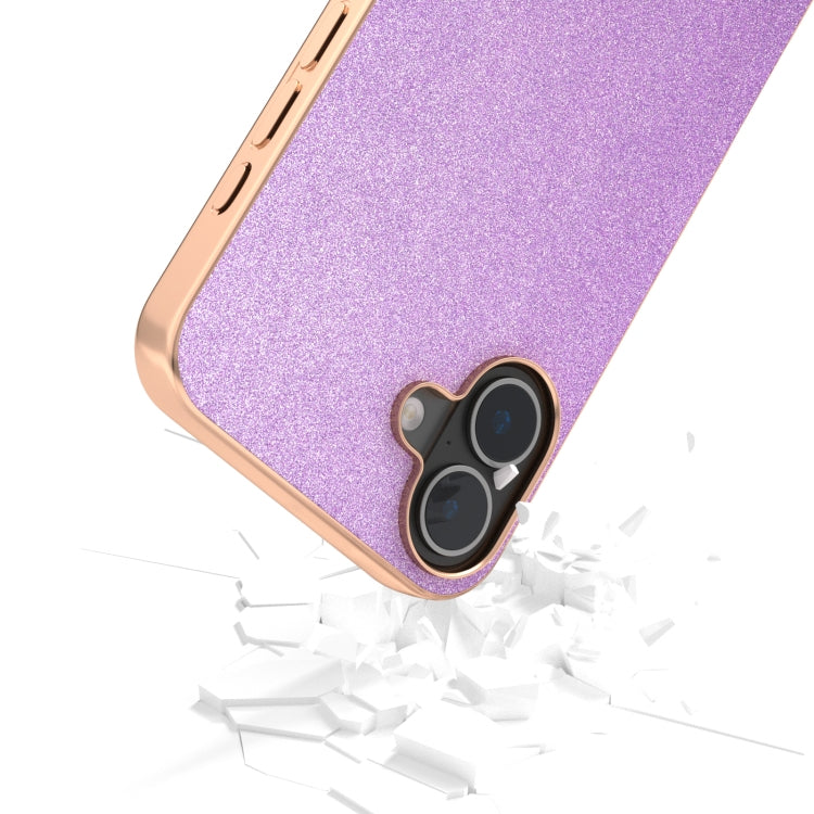 For iPhone 16 Electroplating Frame Glitter Shockproof Phone Case(Purple) - iPhone 16 Cases by buy2fix | Online Shopping UK | buy2fix