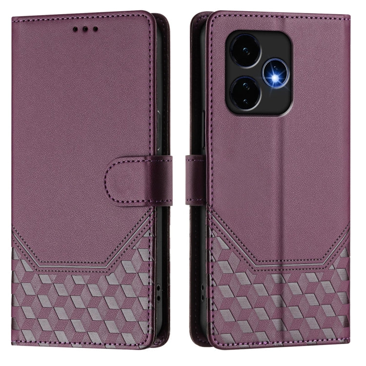 For Boost Mobile Celero 5G+ 2024 Honeycomb Embossing RFID Leather Phone Case(Violet) - More Brand by buy2fix | Online Shopping UK | buy2fix