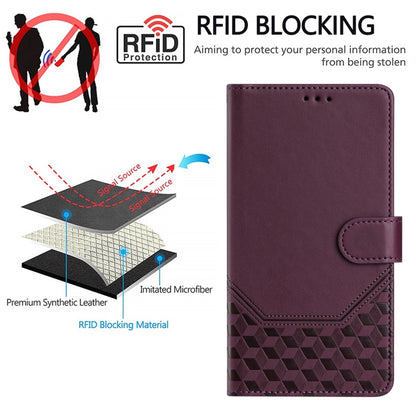 For Boost Mobile Celero 5G+ 2024 Honeycomb Embossing RFID Leather Phone Case(Violet) - More Brand by buy2fix | Online Shopping UK | buy2fix