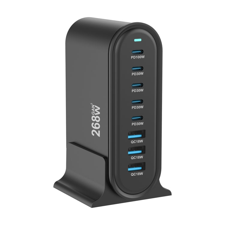 YMX-968 268W 5Type-C, 3USB 8-Ports Desktop Fast Charger, Plug Type:US Plug(Black) - Multifunction Charger by buy2fix | Online Shopping UK | buy2fix