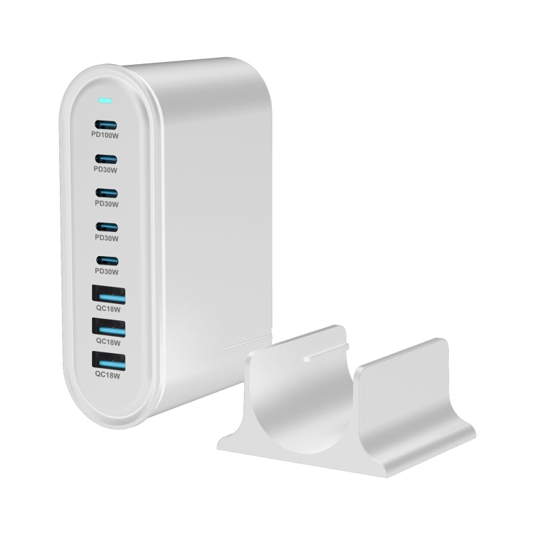 YMX-968 268W 5Type-C, 3USB 8-Ports Desktop Fast Charger, Plug Type:US Plug(White) - Multifunction Charger by buy2fix | Online Shopping UK | buy2fix