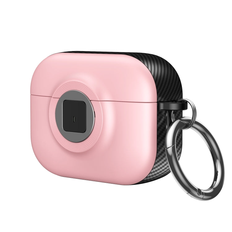 For AirPods Pro Camera Series PC + TPU Headset Shockproof Carbon Fibre Case(Pink) - For AirPods Pro by buy2fix | Online Shopping UK | buy2fix