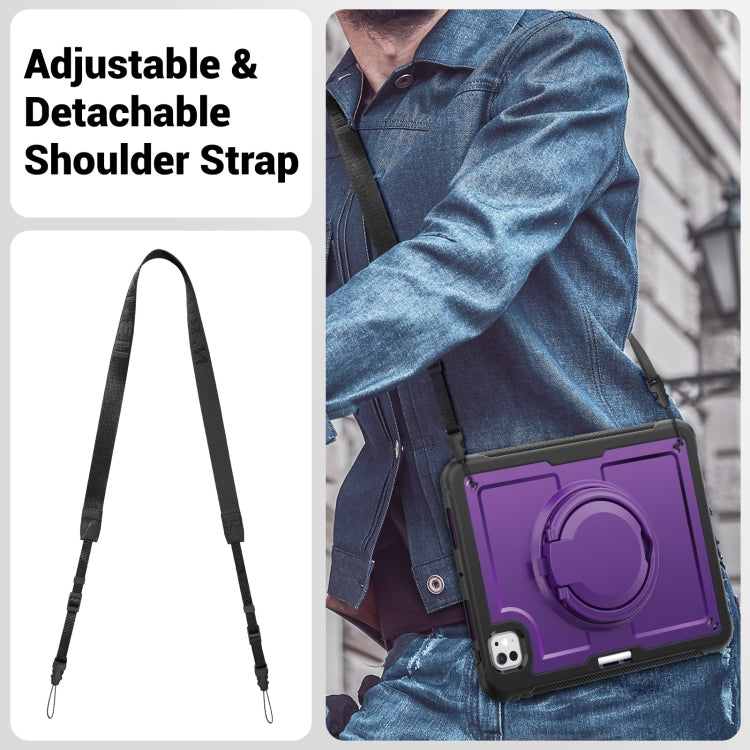 For iPad Pro 11 2024 Honeycomb Hybrid Tablet Case with Handle Holder & Strap(Purple) - iPad Pro 11 2024 Cases by buy2fix | Online Shopping UK | buy2fix