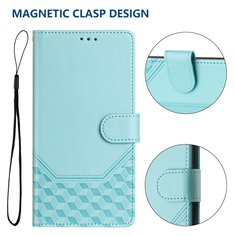 For Redmi K70 Ultra 5G Honeycomb Embossing RFID Leather Phone Case(Mint Green) - Xiaomi Cases by buy2fix | Online Shopping UK | buy2fix