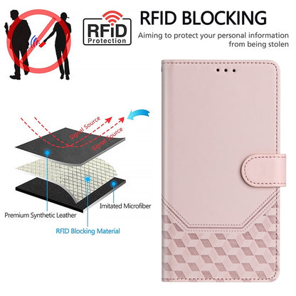 For Redmi K70 Ultra 5G Honeycomb Embossing RFID Leather Phone Case(Pink) - Xiaomi Cases by buy2fix | Online Shopping UK | buy2fix