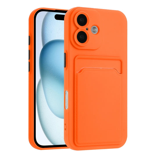 For iPhone 16 Skin Feel Card Contrast Color Button TPU Phone Case(Orange) - iPhone 16 Cases by buy2fix | Online Shopping UK | buy2fix