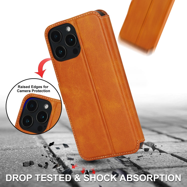 For iPhone 16 Pro Max Shockproof PU + TPU Leather Phone Case(Light Brown) - iPhone 16 Pro Max Cases by buy2fix | Online Shopping UK | buy2fix