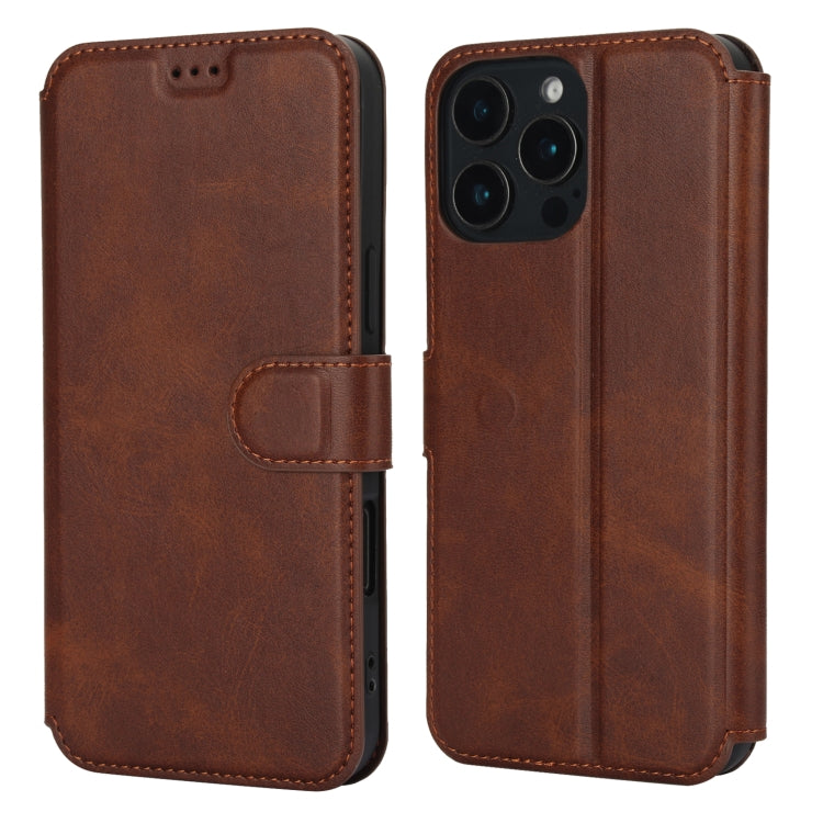 For iPhone 16 Pro Shockproof PU + TPU Leather Phone Case(Brown) - iPhone 16 Pro Cases by buy2fix | Online Shopping UK | buy2fix