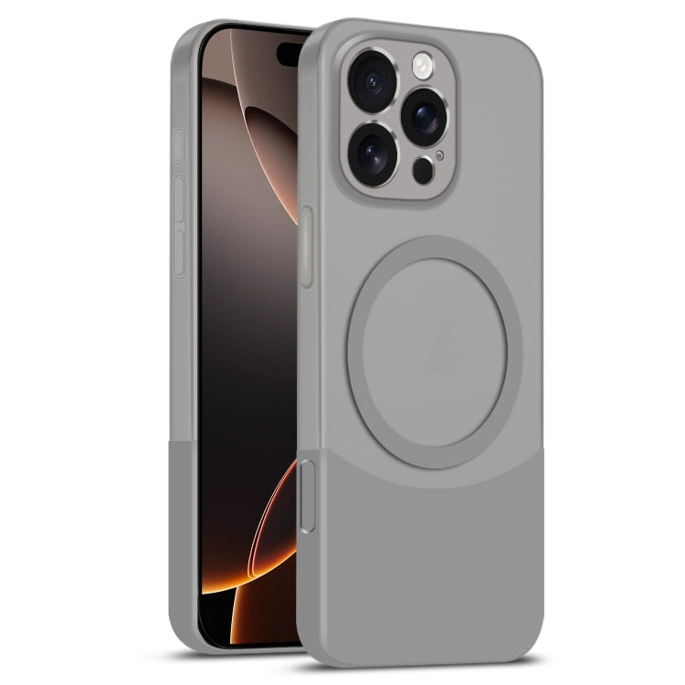 For iPhone 16 Pro Max Dual Color Stitching MagSafe Magnetic PC Phone Case(Grey) - iPhone 16 Pro Max Cases by buy2fix | Online Shopping UK | buy2fix