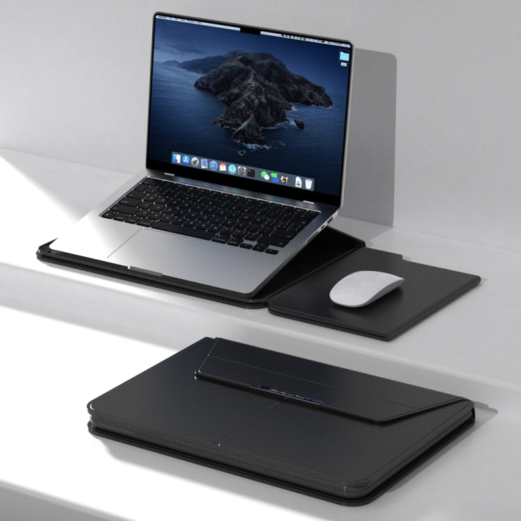 Multifunctional Laptop PU Magnetic Stand Split Liner Bag with Mouse Pad Function, Size:13-14 inch(Black) - 13.3 inch by buy2fix | Online Shopping UK | buy2fix