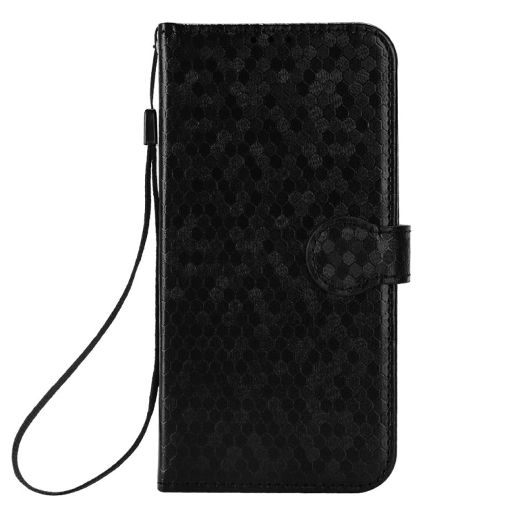 For iPhone 16 Honeycomb Dot Texture Leather Phone Case(Black) - iPhone 16 Cases by buy2fix | Online Shopping UK | buy2fix