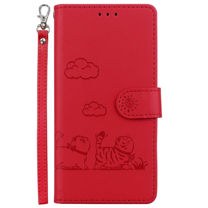 For OnePlus 13 Cute Cats RFID Leather Phone Case(Red) - OnePlus Cases by buy2fix | Online Shopping UK | buy2fix