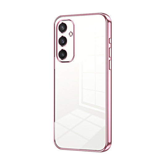 For Samsung Galaxy S25 5G Transparent Plating Fine Hole Phone Case(Pink) - Galaxy S25 5G Cases by buy2fix | Online Shopping UK | buy2fix