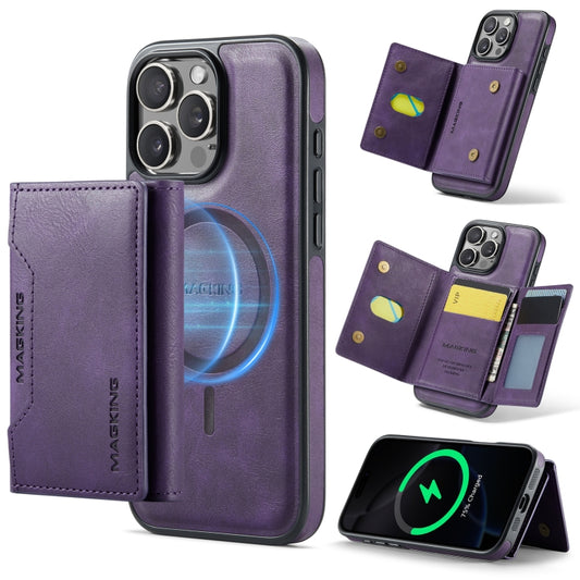 For iPhone 16 Pro Max DG.MING MAGKING-K2 Series MagSafe RFID Card Bag Detachable Phone Case(Purple) - iPhone 16 Pro Max Cases by DG.MING | Online Shopping UK | buy2fix