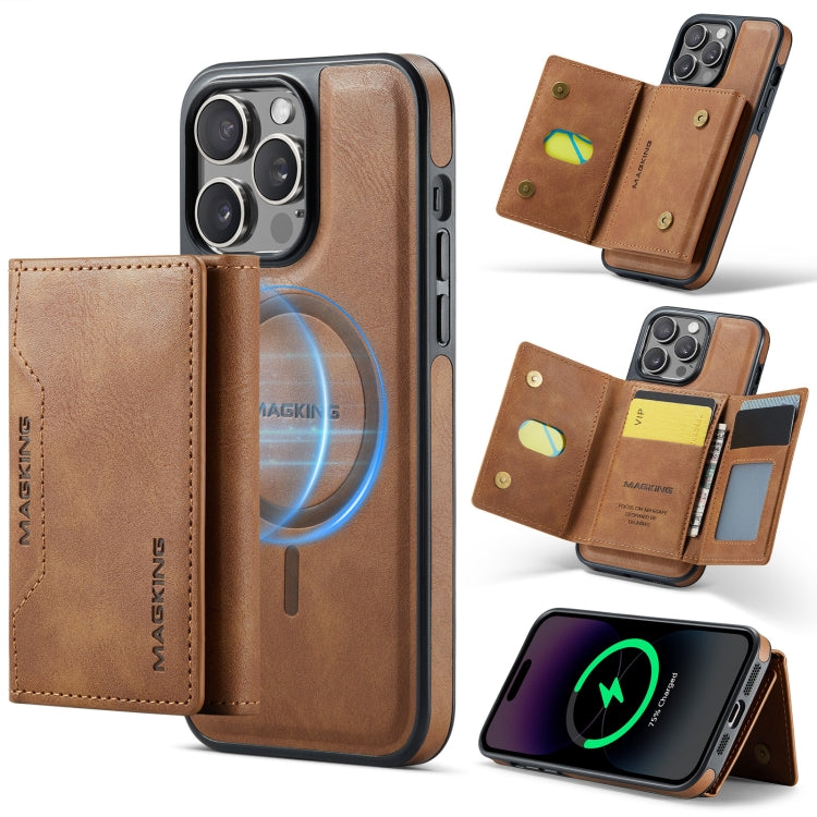 For iPhone 14 Pro Max DG.MING MAGKING-K2 Series MagSafe RFID Card Bag Detachable Phone Case(Brown) - iPhone 14 Pro Max Cases by DG.MING | Online Shopping UK | buy2fix