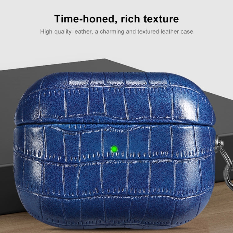 For AirPods 4 Crocodile Texture Earphone Protective Case(Royal Blue) - For AirPods 4 by buy2fix | Online Shopping UK | buy2fix