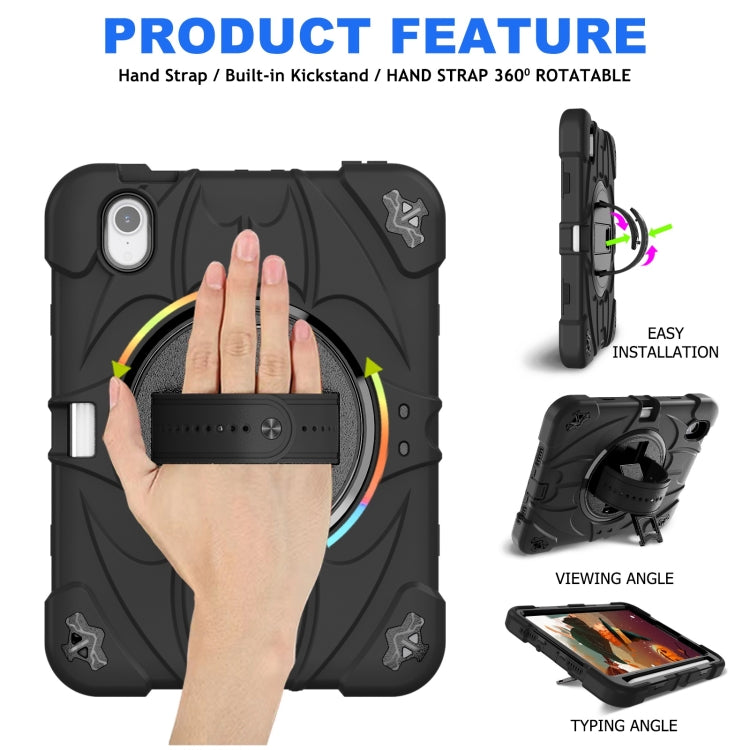 For iPad mini 6 Bat Hand Grip Turntable Stand Tablet Case(Black) - iPad mini 6 Cases by buy2fix | Online Shopping UK | buy2fix