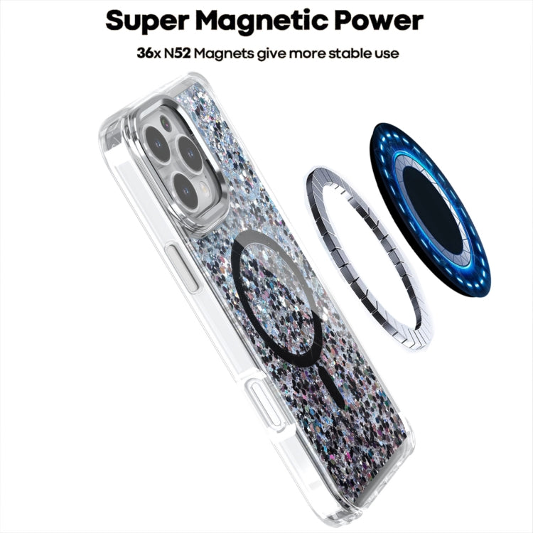 For iPhone 16 Epoxy Glitter MagSafe Magnetic TPU Phone Case(Blue) - iPhone 16 Cases by buy2fix | Online Shopping UK | buy2fix