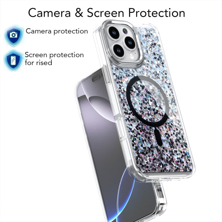 For iPhone 16 Epoxy Glitter MagSafe Magnetic TPU Phone Case(White) - iPhone 16 Cases by buy2fix | Online Shopping UK | buy2fix