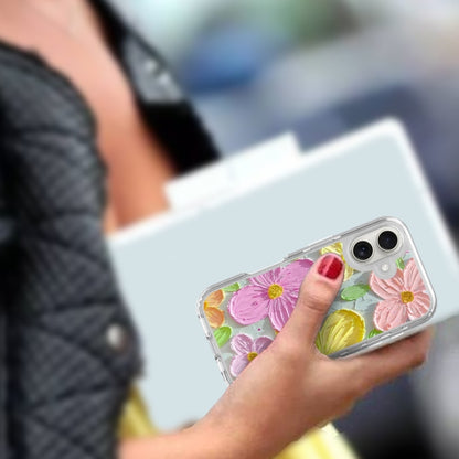 For iPhone 16 Small Fresh Sticker PC + TPU Shockproof Phone Case(Colorful Flowers) - iPhone 16 Cases by buy2fix | Online Shopping UK | buy2fix