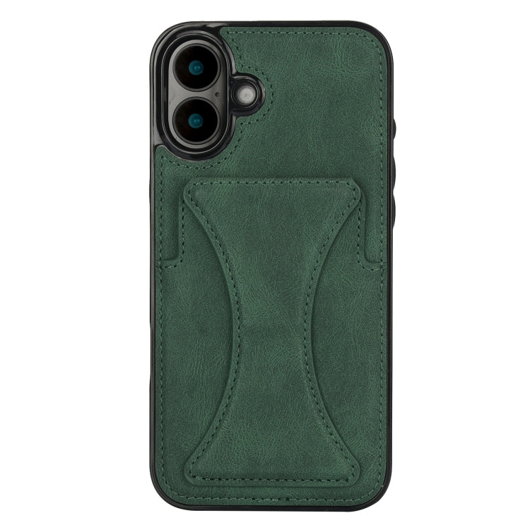 For iPhone 16 Ultra-thin Shockproof Phone Protective Case with Holder(Green) - iPhone 16 Cases by buy2fix | Online Shopping UK | buy2fix