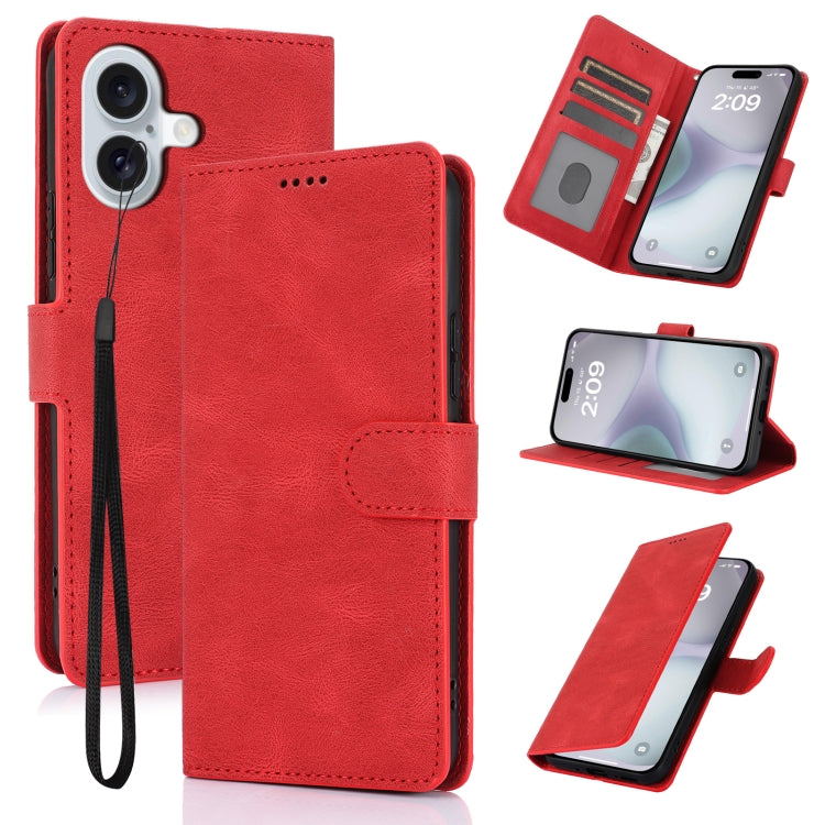 For iPhone 16 Plus Fantasy Skin-feel Calfskin Texture Leather Phone Case(Red) - iPhone 16 Plus Cases by buy2fix | Online Shopping UK | buy2fix