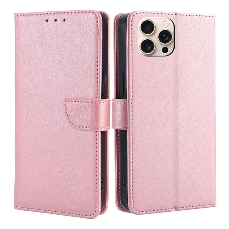 For iPhone 16 Pro Max Calf Texture Buckle Flip Leather Phone Case(Rose Gold) - iPhone 16 Pro Max Cases by buy2fix | Online Shopping UK | buy2fix