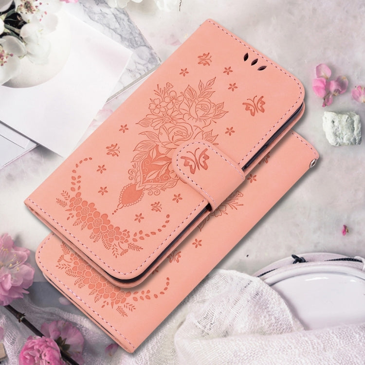 For Samsung Galaxy S25 5G Butterfly Rose Embossed Leather Phone Case(Pink) - Galaxy S25 5G Cases by buy2fix | Online Shopping UK | buy2fix