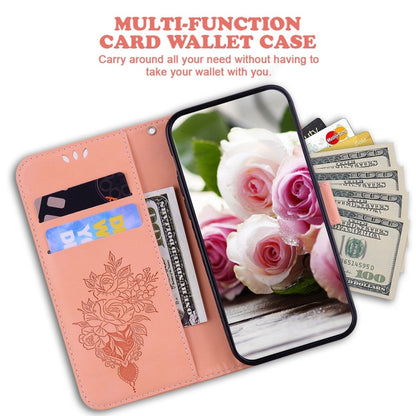 For Samsung Galaxy S25 5G Butterfly Rose Embossed Leather Phone Case(Pink) - Galaxy S25 5G Cases by buy2fix | Online Shopping UK | buy2fix