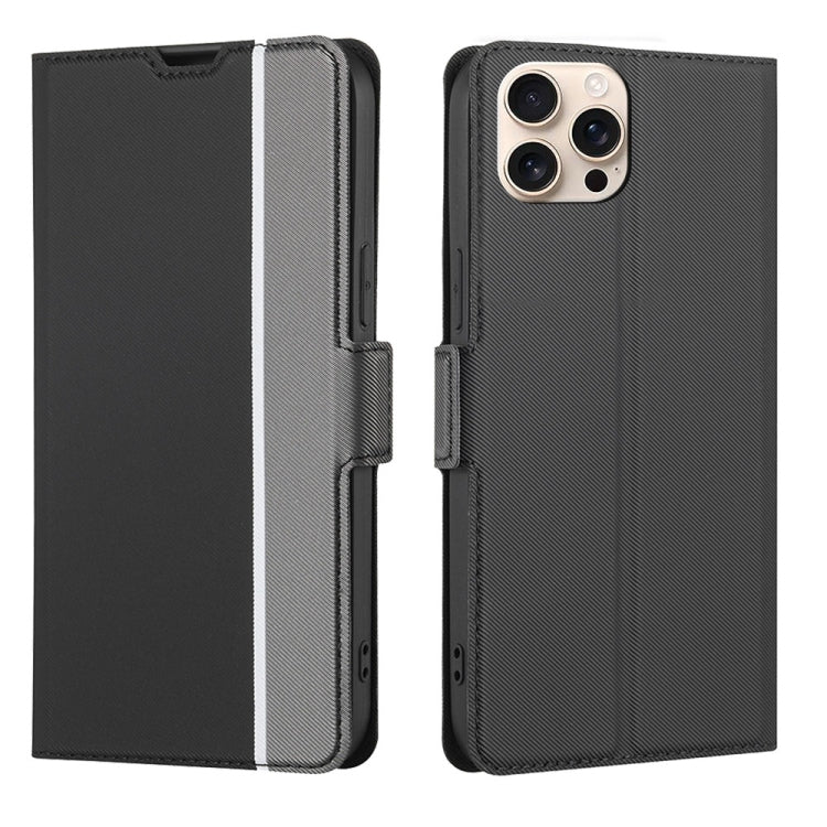 For iPhone 16 Pro Max Twill Texture Side Button Leather Phone Case(Black) - iPhone 16 Pro Max Cases by buy2fix | Online Shopping UK | buy2fix