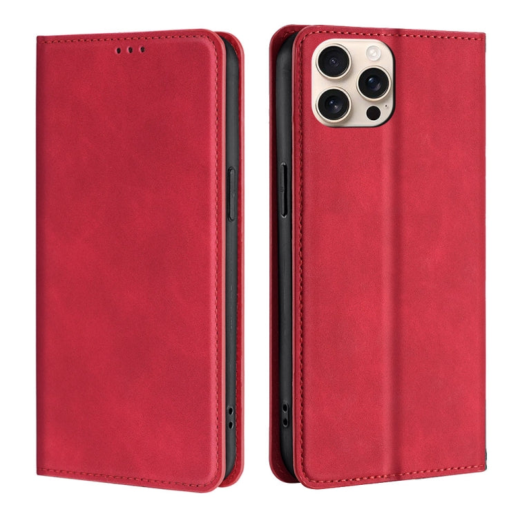 For iPhone 16 Pro Max Skin Feel Magnetic Leather Phone Case(Red) - iPhone 16 Pro Max Cases by buy2fix | Online Shopping UK | buy2fix