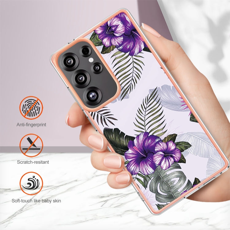 For Samsung Galaxy S25 Ultra 5G Electroplating IMD TPU Phone Case(Purple Flower) - Galaxy S25 Ultra 5G Cases by buy2fix | Online Shopping UK | buy2fix