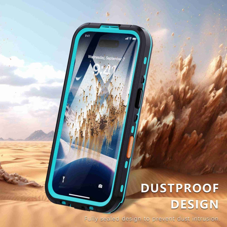 For iPhone 16 RedPepper Transparent Dot IP68 Waterproof Triple-proof Phone Case(Black Blue) - iPhone 16 Cases by RedPepper | Online Shopping UK | buy2fix