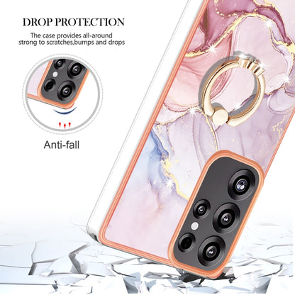 For Samsung Galaxy S25 Ultra 5G Electroplating Marble IMD TPU Phone Case with Ring Holder(Rose Gold 005) - Galaxy S25 Ultra 5G Cases by buy2fix | Online Shopping UK | buy2fix