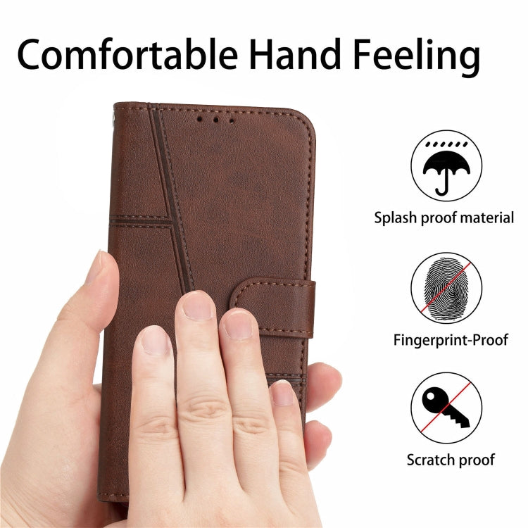 For Samsung Galaxy S25 / S24 5G Stitching Calf Texture Buckle Leather Phone Case(Brown) - Galaxy S25 5G Cases by buy2fix | Online Shopping UK | buy2fix