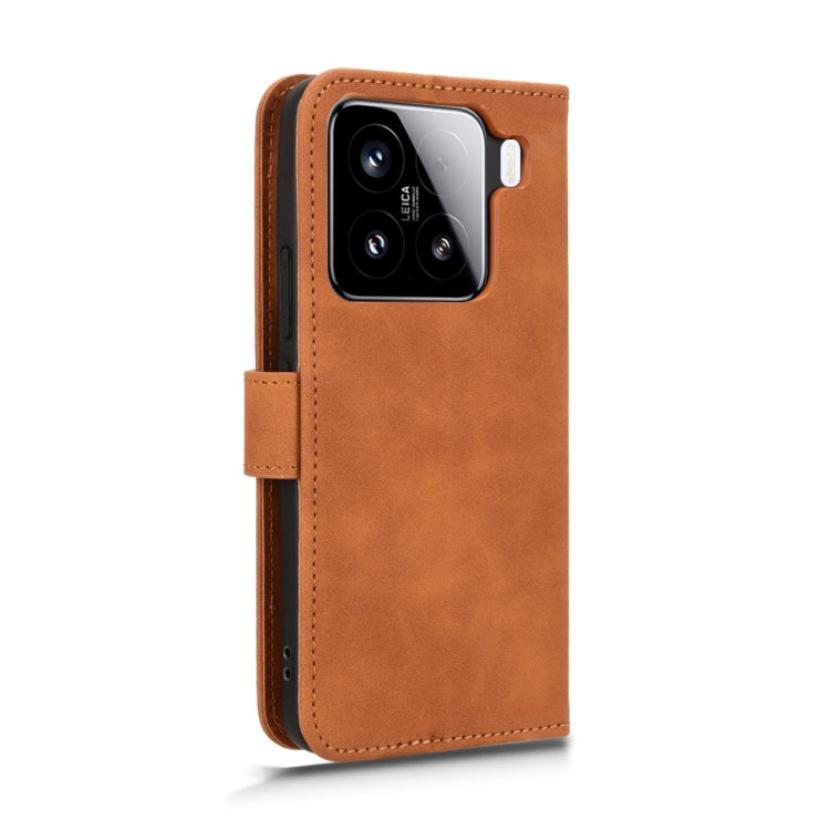 For Xiaomi 15 Pro Skin Feel Magnetic Flip Leather Phone Case(Brown) - Xiaomi Cases by buy2fix | Online Shopping UK | buy2fix