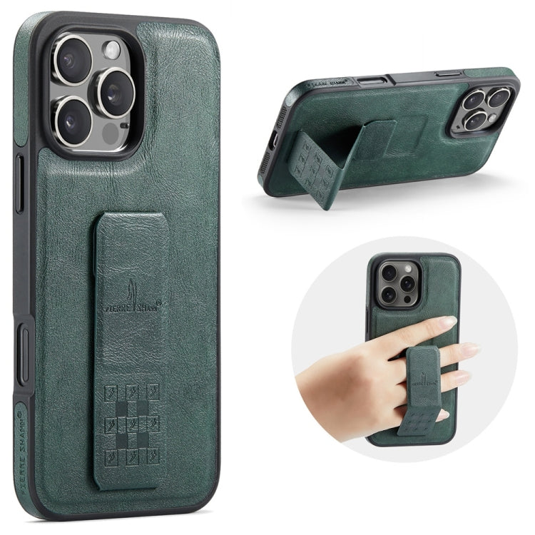 For iPhone 16 Pro Max Fierre Shann Oil Wax Cow Leather Holder Back Phone Case(Green) - iPhone 16 Pro Max Cases by FIERRE SHANN | Online Shopping UK | buy2fix