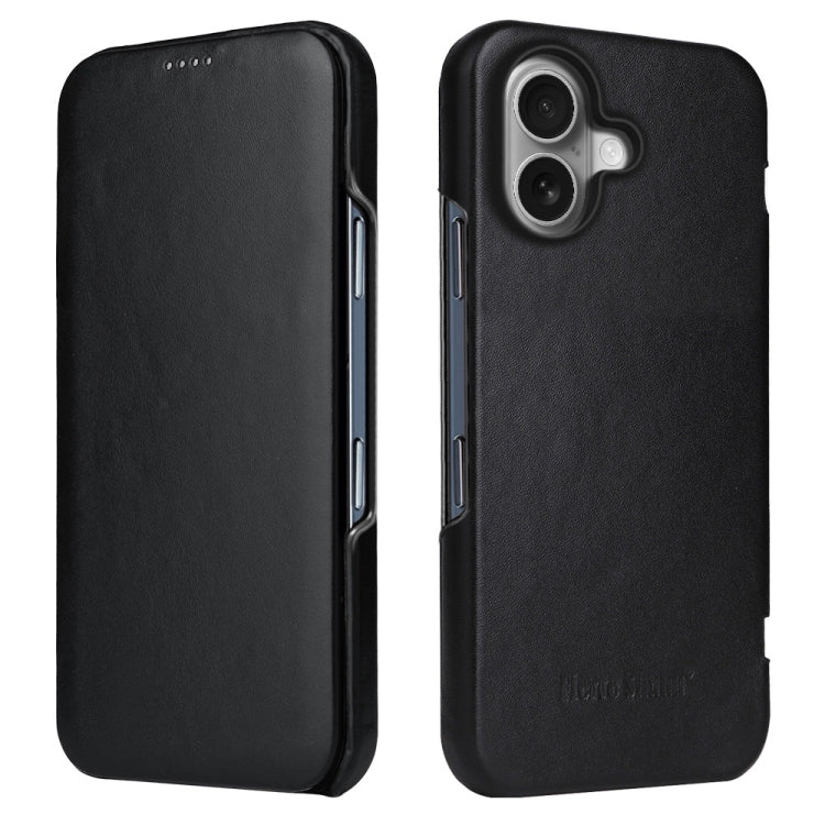 For iPhone 16 Plus Fierre Shann Top Layer Cowhide Business Magnetic Leather Phone Case(Black) - iPhone 16 Plus Cases by FIERRE SHANN | Online Shopping UK | buy2fix